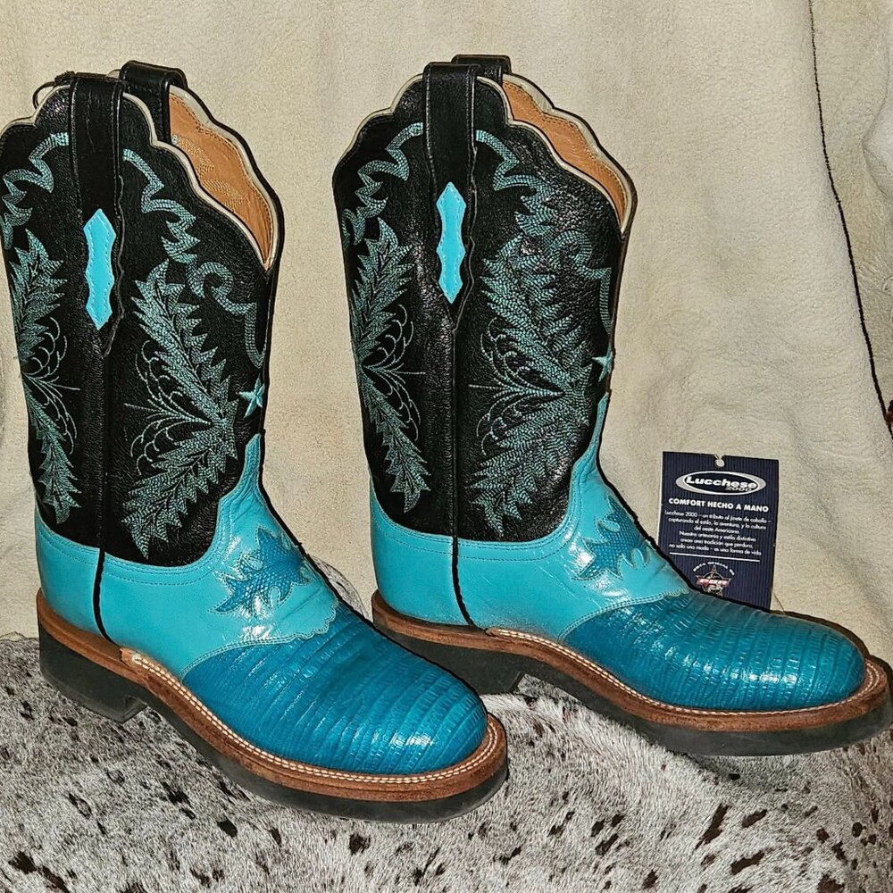 Lucchese Exotic Turquoise Lizard Cowboy Boots